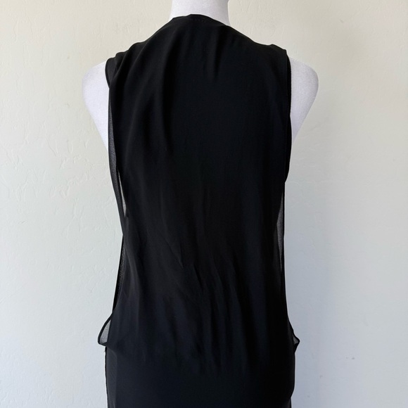 Zara Black Chiffon Sheer Drapey Lagenlook Tank Midi Dress Medium - Picture 11 of 16